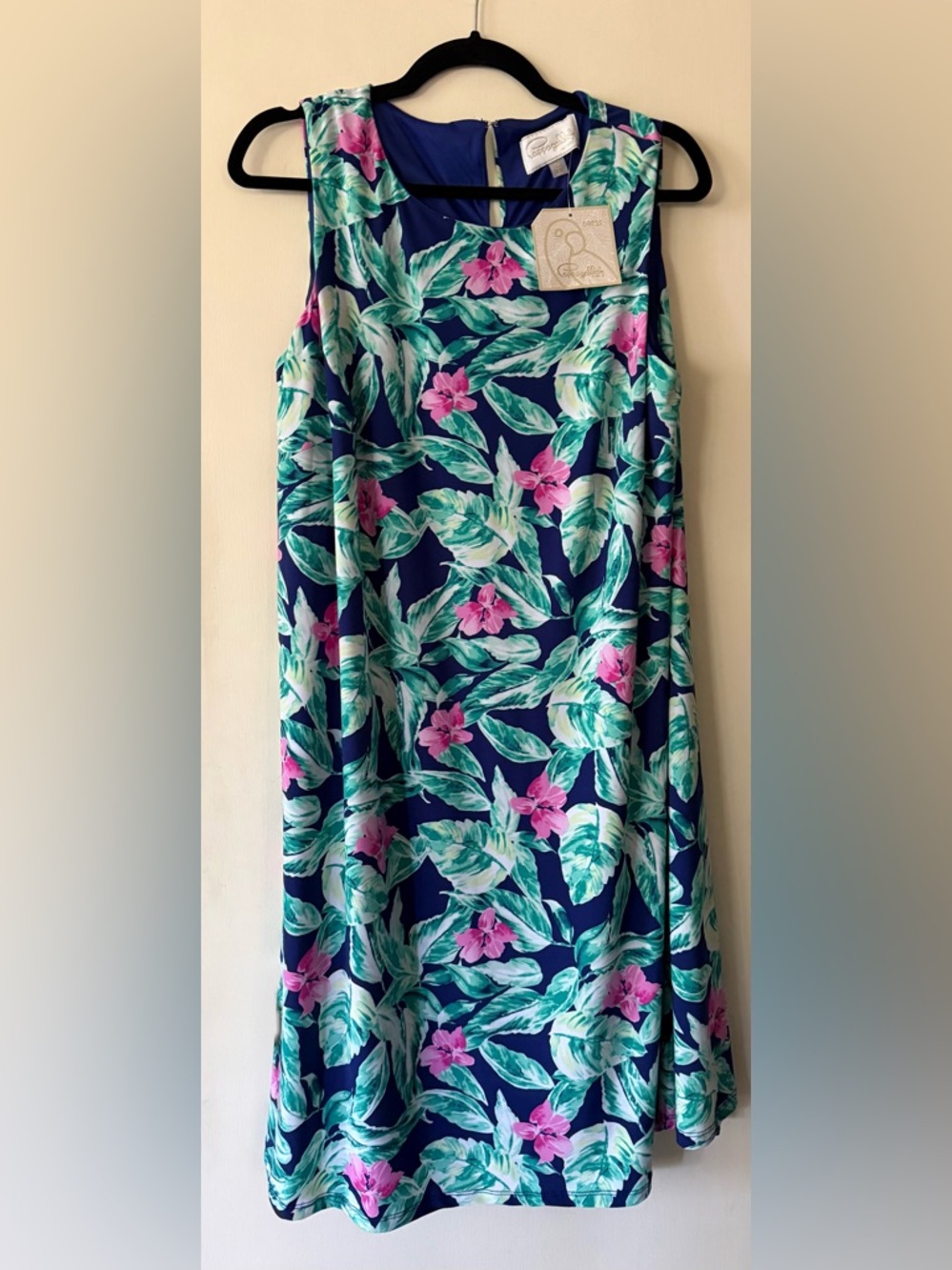 Resort Tropical Hawaiian Floral Vacation Sleeveless A-line Dress NWT